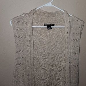 Women's Plus 3X Oatmeal Crochet Duster Vest